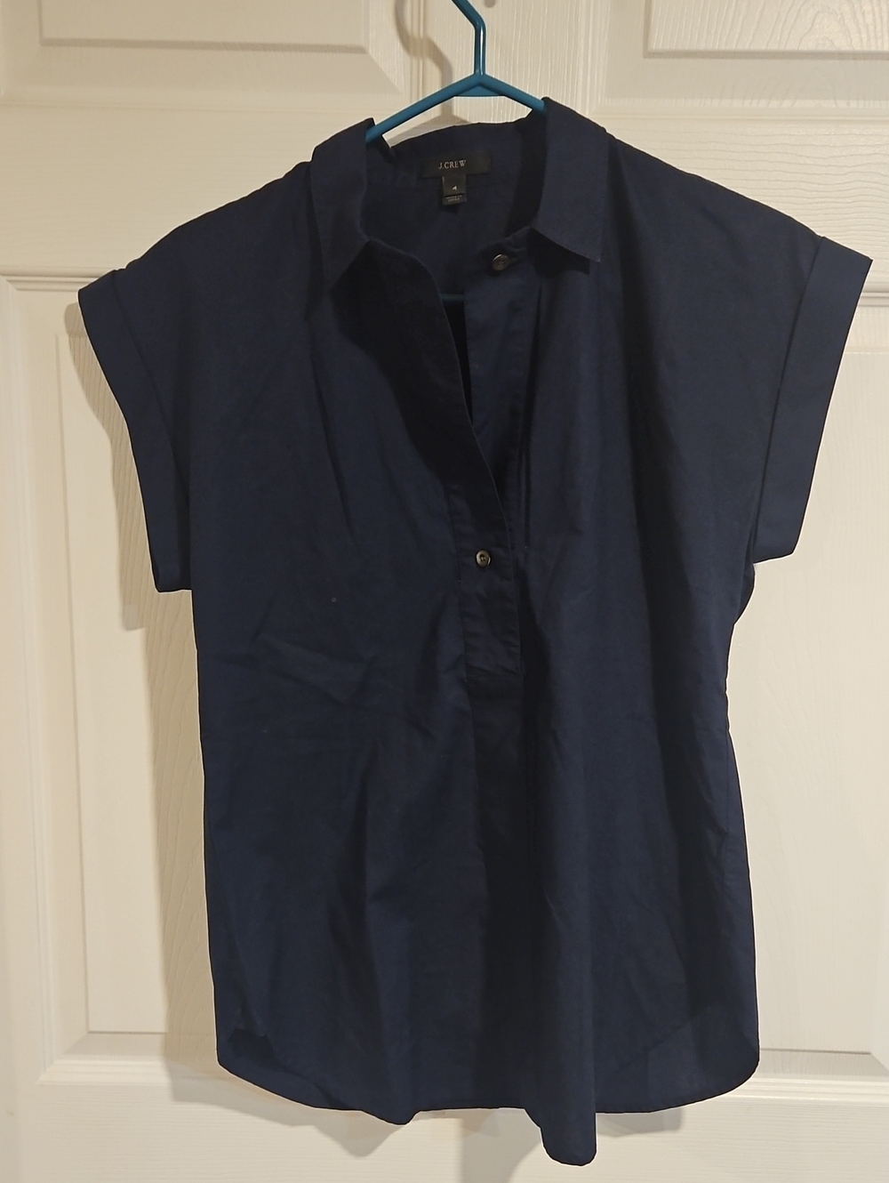 J. Crew Navy Short-Sleeve Button-Front Casual Shirt